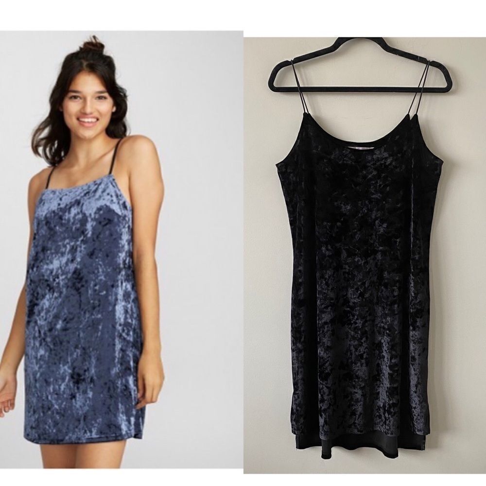 Twik-Crushed Velvet Spaghetti Strap Shift Dress
